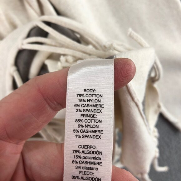 Chicos Sweater Womens 3 US Extra Large Ivory Striped Zenergy Tassel Cowl Fringe - Picture 6 of 10